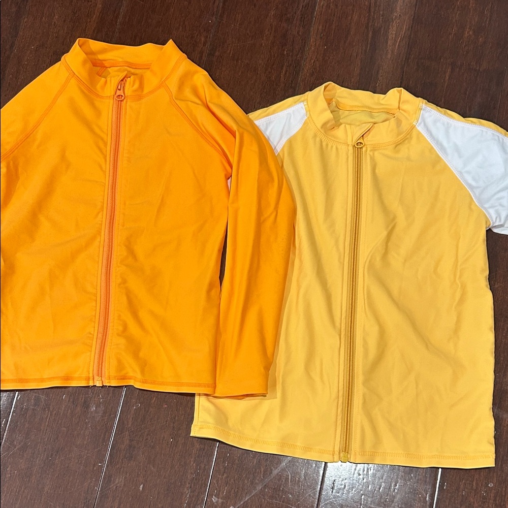 SwimZip Boys Swim Rash Guard Set, 6/8 and 8/10, UPF 50 Zipper Rash Guard Shirt